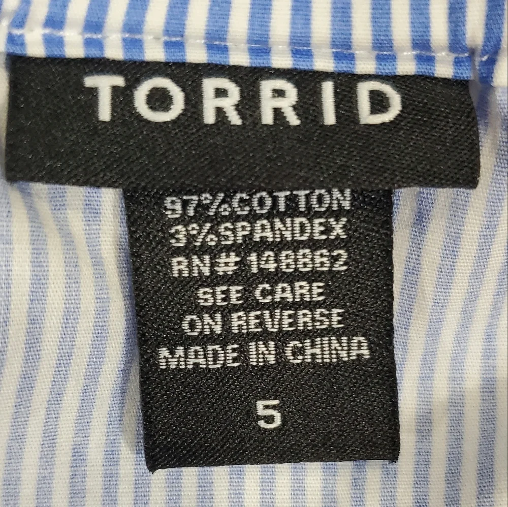 TORRID  ( 5X ) Blue Striped Poplin Lace-Up Cami Corset Eyelets Lace-up  Zip Top - Picture 11 of 13